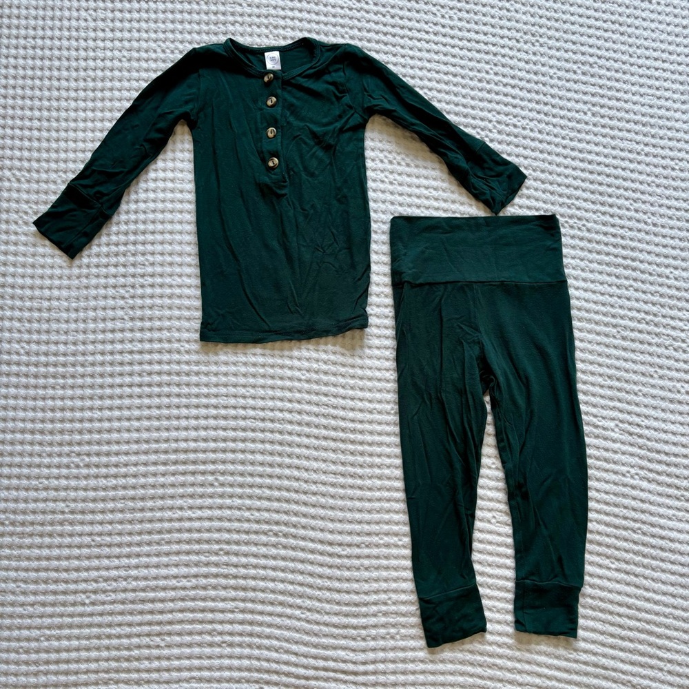 Lou Lou & Company Evergreen Button Top & Bottom Set Bamboo Pajamas Lounge Set 2T